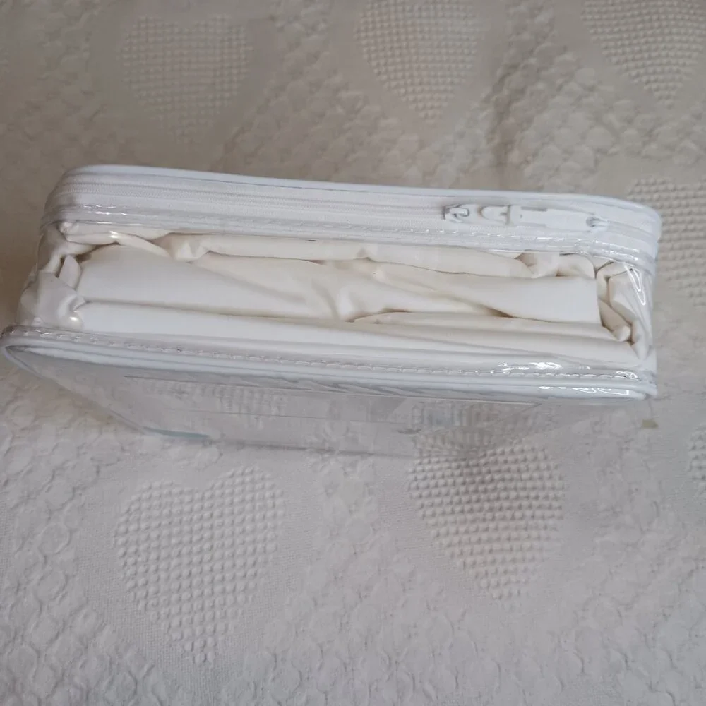 Lacoste Sheet Set White 4pcs Cooling Solid 100% Cotton size Queen